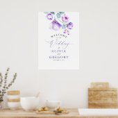 Dusty Lila Floral Elegante Hochzeit Begrüßungszeic Poster (Küche)