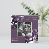 Dusty Lila Floral Foto Hochzeit speichern das Datu Save The Date (Stehend Vorderseite)