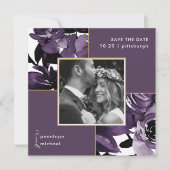 Dusty Lila Floral Foto Hochzeit speichern das Datu Save The Date (Vorderseite)