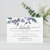 Dusty Lila Floral Garden Wedding Details Card RSVP Karte (Stehend Vorderseite)