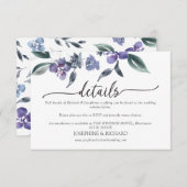 Dusty Lila Floral Garden Wedding Details Card RSVP Karte (Vorne/Hinten)