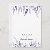 Dusty Lila Floral Lavender Watercolor Wedding Einladung (Rückseite)