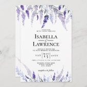 Dusty Lila Floral Lavender Watercolor Wedding Einladung (Vorne/Hinten)