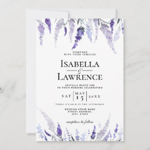 Dusty Lila Floral Lavender Watercolor Wedding Einladung