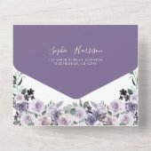 Dusty Lila Floral Lilac Blume Rustikale Hochzeit A All In One Einladung (Rückseite)
