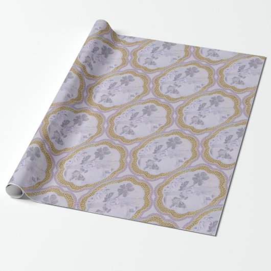 Dusty Lila Floral Medallion Geschenkpapier (Ungerollt)