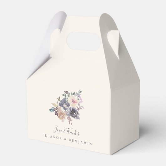 Dusty Lila Floral Water Farbe Custom Wedding Geschenkschachtel (Vorderseite)