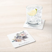 Dusty Lila Floral Water Wedding Custom Rechteckiger Pappuntersetzer (Vor Ort)