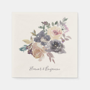 Dusty Lila Floral Water Wedding Custom Serviette