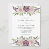 Dusty Lila Floral Watercolor Einladung zur Hochzei (Vorderseite)