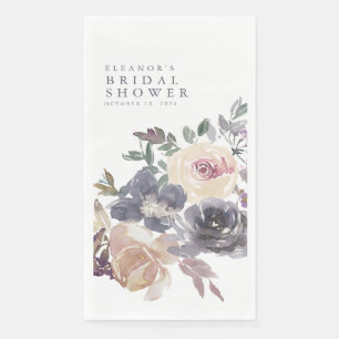 Dusty Lila Floral Watercolor Name Brautparty Serviette