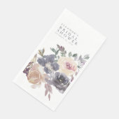 Dusty Lila Floral Watercolor Name Brautparty Serviette (Ecke)