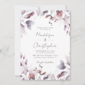 Dusty Lila Floral Wedding Einladung (Vorderseite)