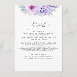 Dusty Lila Floral Wedding Information Begleitkarte
