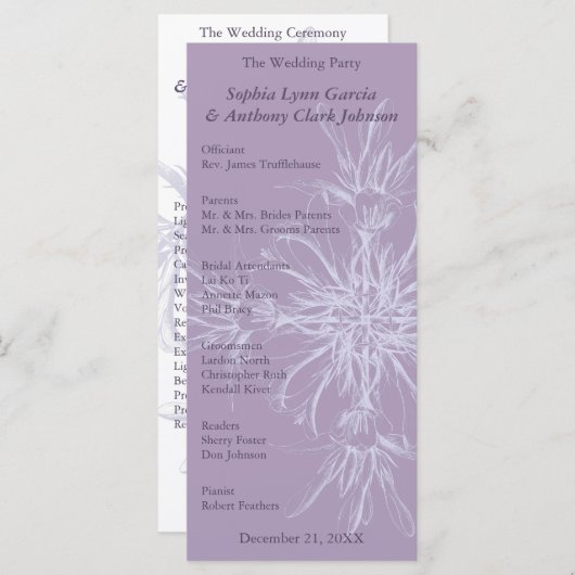 Dusty Lila Floral Wedding Program Programm (Vorne/Hinten)