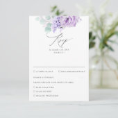 Dusty Lila Floral Wedding RSVP (Stehend Vorderseite)