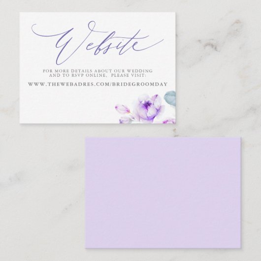 Dusty Lila Floral Wedding Website Card Visitenkarte (Vorne/Hinten)