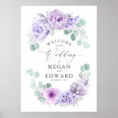 Dusty Lila Floral Wedding Welcome Poster (Vorne)