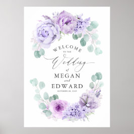 Dusty Lila Floral Wedding Welcome Poster