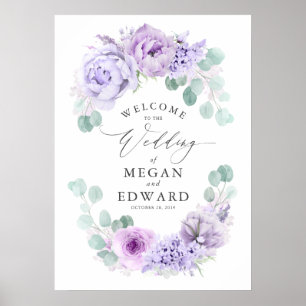 Dusty Lila Floral Wedding Welcome Poster