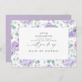 Dusty Lila Floral werden Sie meine Brautjungfrau s Einladung (Vorne/Hinten)