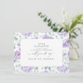 Dusty Lila Floral werden Sie meine Brautjungfrau s Einladung (Stehend Vorderseite)