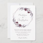 Dusty Lila Floral Wreath Wedding Einladung (Vorderseite)