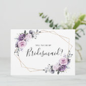 Dusty Lila Geometric wird meine Bridesmaid sein Einladung (Stehend Vorderseite)