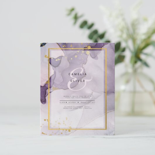 Dusty Lila Gold Alcohol INK Abstrakt Wedding (Stehend Vorderseite)