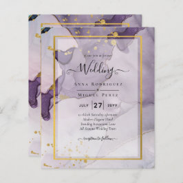 Dusty Lila Gold Alcohol INK Abstrakt Wedding