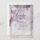 Dusty Lila Gold Alcohol INK Abstrakt Wedding Einladung (Vorderseite)