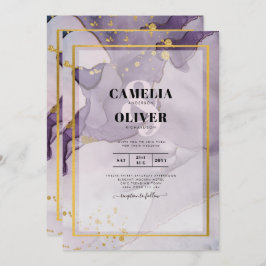 Dusty Lila Gold Alcohol INK Abstrakt Wedding Einladung