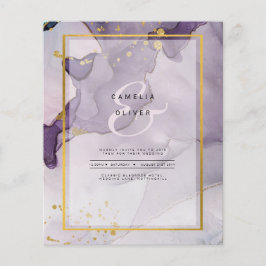 Dusty Lila Gold Alcohol INK Abstrakt Wedding Flyer