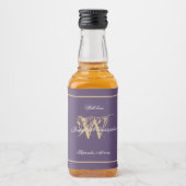 Dusty Lila & Gold Chic Monogram Wedding Mini Alkoholflaschenetikett (Vorderseite)