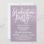 Dusty Lila Gray Imitats Glitzer Ombre Abschluss Einladung (Vorderseite)