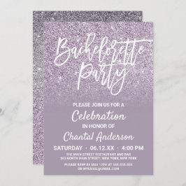 Dusty Lila Gray Imitats Glitzer Ombre Bachelorette Einladung