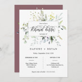 Dusty Lila Green Blätter Probe Dinner Foto Einladung (Vorne/Hinten)