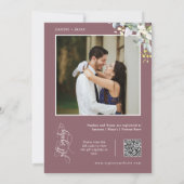 Dusty Lila Greenery Couples Dusche QR Code Foto Einladung (Rückseite)