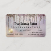 Dusty Lila Holographic Glitzer Tropfen Credit Visitenkarte (Vorderseite)