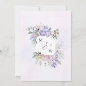 Dusty Lila Iris & White Peony Botanical Wedding Einladung (Rückseite)
