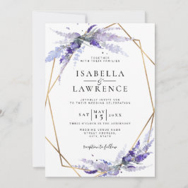 Dusty Lila Lavendel Floral Gold Frame Wedding Einladung