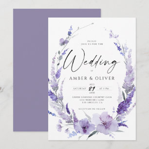 Dusty Lila Lavender Elegante Moderne Hochzeit Einladung