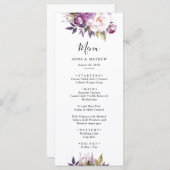 Dusty Lila Lavender Floral Boho Hochzeit Menükarte (Vorne/Hinten)