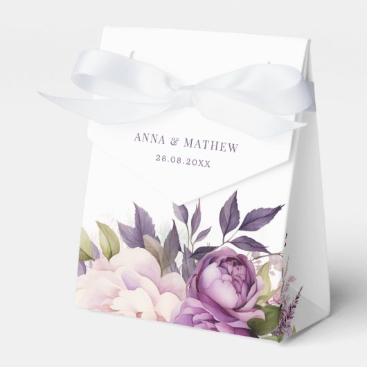 Dusty Lila Lavender Floral Boho Monogramm Hochzeit Geschenkschachtel (Vorderseite)