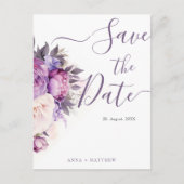 Dusty Lila Lavender Floral Hochzeit speichern Sie Postkarte (Vorderseite)