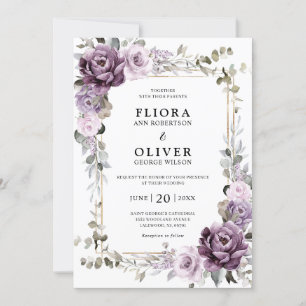 Dusty Lila Lavender Gold Geometric Wedding Einladung