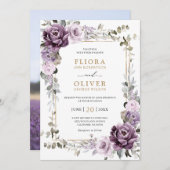 Dusty Lila Lavender Gold Geometric Wedding Einladung (Vorne/Hinten)
