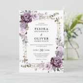 Dusty Lila Lavender Gold Geometric Wedding Invit Einladung (Stehend Vorderseite)