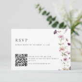 Dusty Lila Lavender Wildblume Hochzeit QR Code RSVP Karte (Stehend Vorderseite)