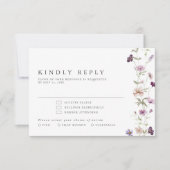 Dusty Lila Lavender Wildblume Hochzeit RSVP Karte (Vorderseite)